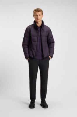 Water-repellent down jacket with sleeve pocket, Purple