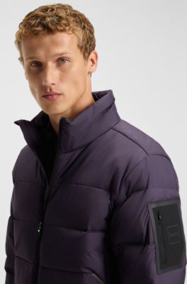 Water-repellent down jacket with sleeve pocket, Purple