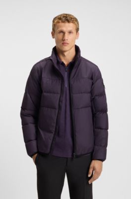 Water-repellent down jacket with sleeve pocket, Purple