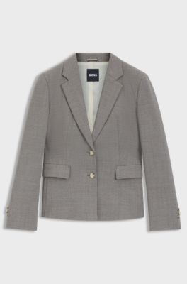 Blazer slim fit in misto lana a motivi, Grigio