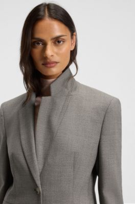 Slim-fit blazer in a patterned wool blend, Grey
