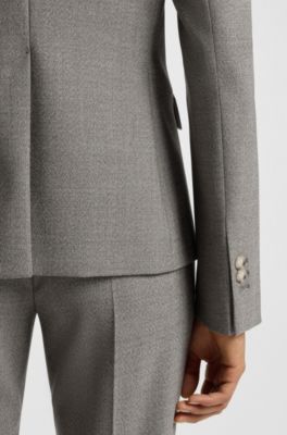 Blazer slim fit in misto lana a motivi, Grigio