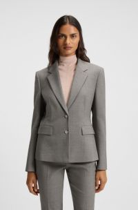 Slim-fit blazer van een wolmix met dessin, Grijs