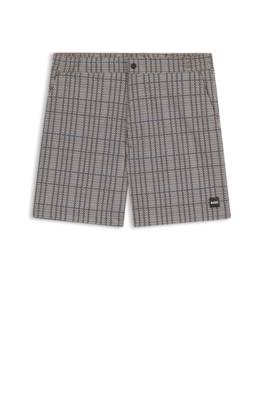 Micro-print swim shorts with logo badge 1