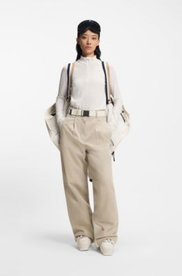 BOSS Ski water-repellent trousers with herringbone weave, Light Beige