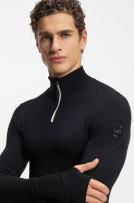 BOSS Ski wool-blend base layer top, Black