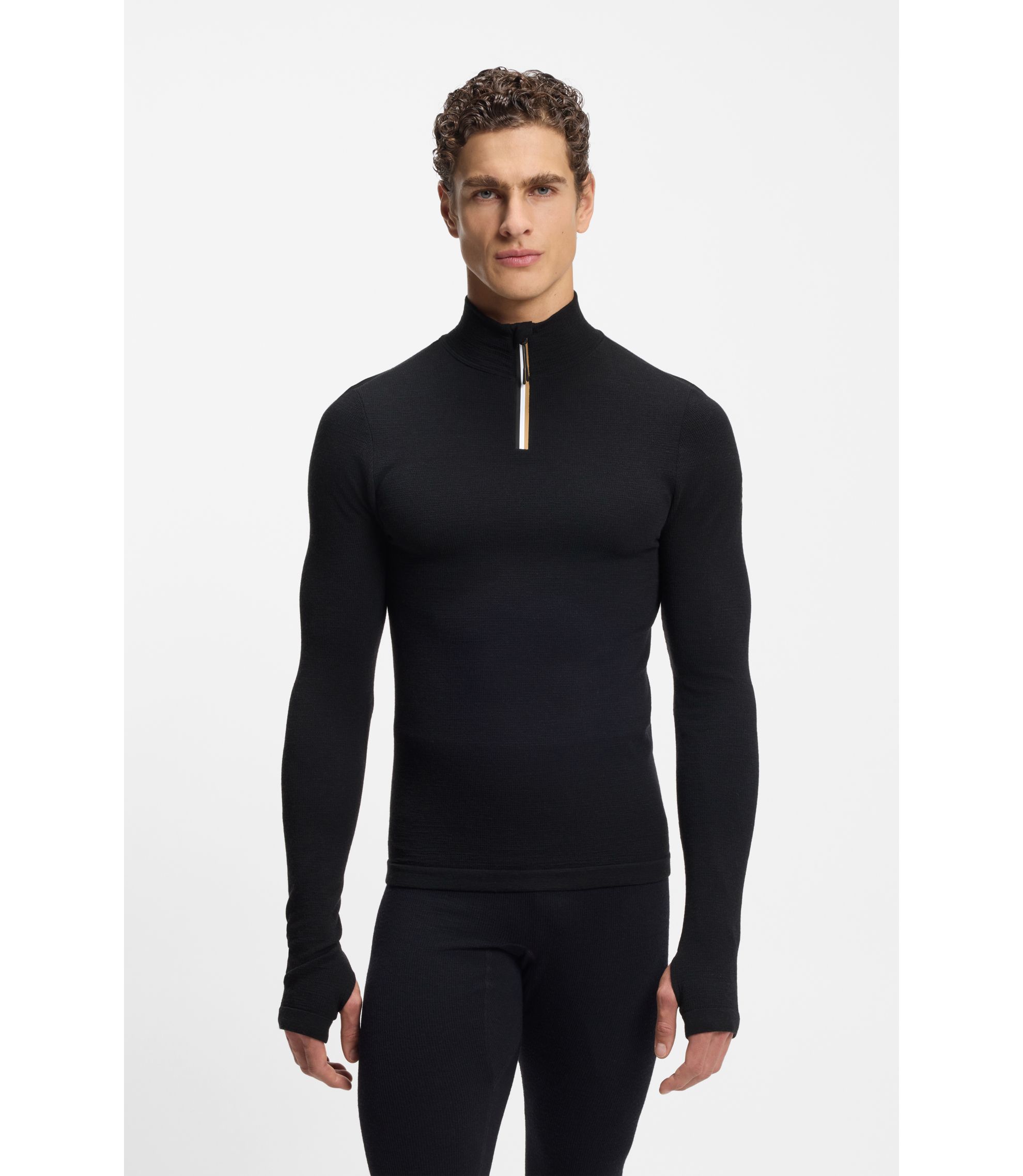 BOSS Ski Baselayer-Top aus Woll-Mix