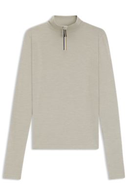 BOSS Ski wool-blend base layer top, Light Grey