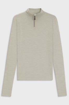 BOSS Ski wool-blend base layer top, Light Grey