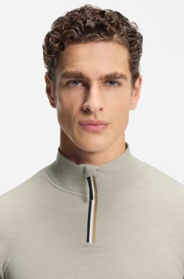 BOSS Ski wool-blend base layer top, Light Grey