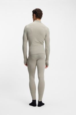 BOSS Ski wool-blend base layer top, Light Grey
