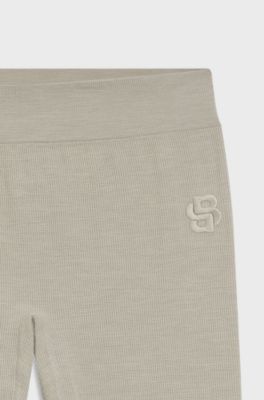 BOSS Ski base layer trousers in wool-blend jersey, Light Grey