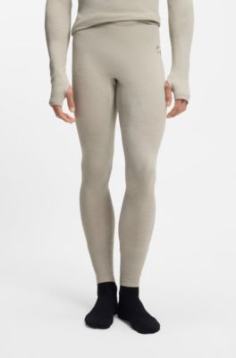 BOSS Ski base layer trousers in wool-blend jersey, Light Grey
