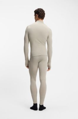BOSS Ski base layer trousers in wool-blend jersey, Light Grey