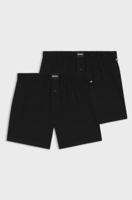 Set van twee boxershorts van stretchkatoen, Zwart