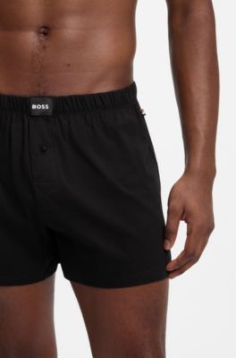 Set van twee boxershorts van stretchkatoen, Zwart