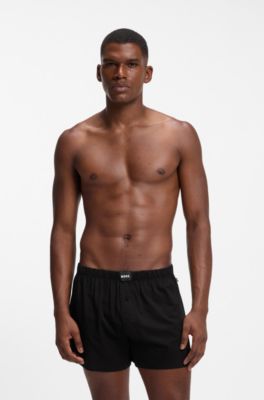 Set van twee boxershorts van stretchkatoen, Zwart