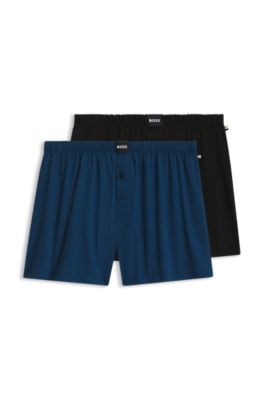 Two-pack of boxer shorts in stretch cotton, Black  /  Blue