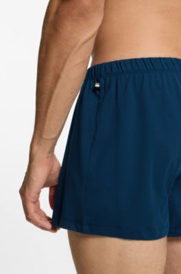 Two-pack of boxer shorts in stretch cotton, Black  /  Blue