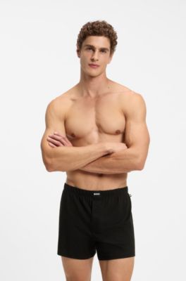 Two-pack of boxer shorts in stretch cotton, Black  /  Blue