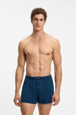 Two-pack of boxer shorts in stretch cotton, Black  /  Blue