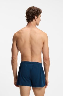 Boxershorts aus Stretch-Baumwolle im Zweierpack, Schwarz  /  Blau