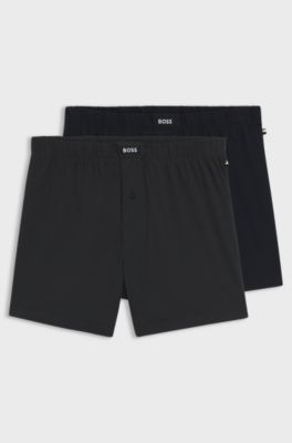Set van twee boxershorts van stretchkatoen, Blauw / Grijs