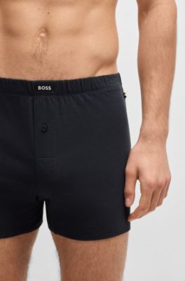 Pakke med to boxershorts i bomuld med str&aelig;k, Bl&aring; / Gr&aring;