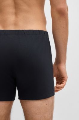 Two-pack of boxer shorts in stretch-cotton jersey, Blue / Grey