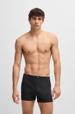 Set van twee boxershorts van stretchkatoen, Blauw / Grijs