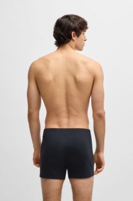 Lot de deux boxers en coton stretch, Bleu / Gris