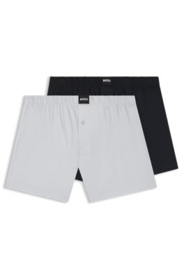 Two-pack of boxer shorts in stretch-cotton jersey, Black / Grey
