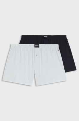 Two-pack of boxer shorts in stretch cotton, Dark Blue / Light Blue