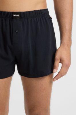 Two-pack of boxer shorts in stretch-cotton jersey, Black / Grey