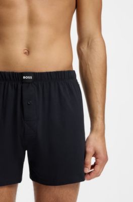 Pakke med to boxershorts i bomuld med str&aelig;k, M&oslash;rkebl&aring;/lysebl&aring;