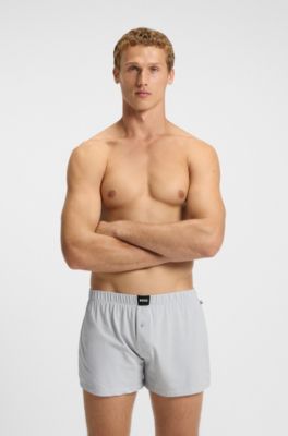 Two-pack of boxer shorts in stretch-cotton jersey, Black / Grey