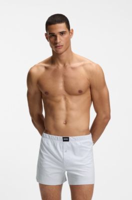 Two-pack of boxer shorts in stretch cotton, Dark Blue / Light Blue