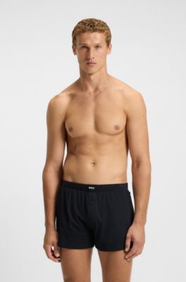 Two-pack of boxer shorts in stretch-cotton jersey, Black / Grey