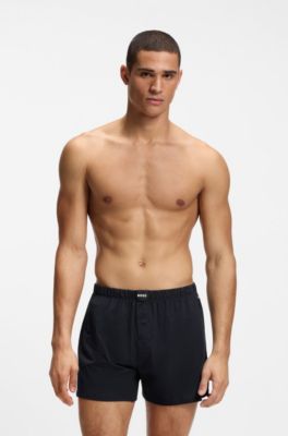 Two-pack of boxer shorts in stretch cotton, Dark Blue / Light Blue