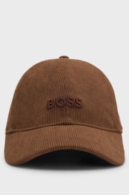 Casquette en velours c&ocirc;tel&eacute; &agrave; logo brod&eacute;, Marron