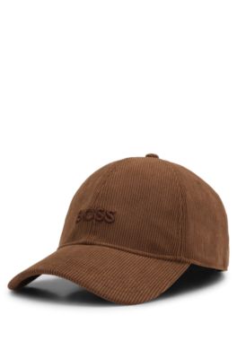 Corduroy cap with embroidered logo, Brown