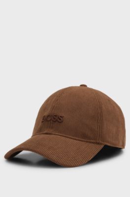 Casquette en velours c&ocirc;tel&eacute; &agrave; logo brod&eacute;, Marron