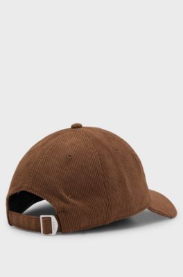 Casquette en velours c&ocirc;tel&eacute; &agrave; logo brod&eacute;, Marron