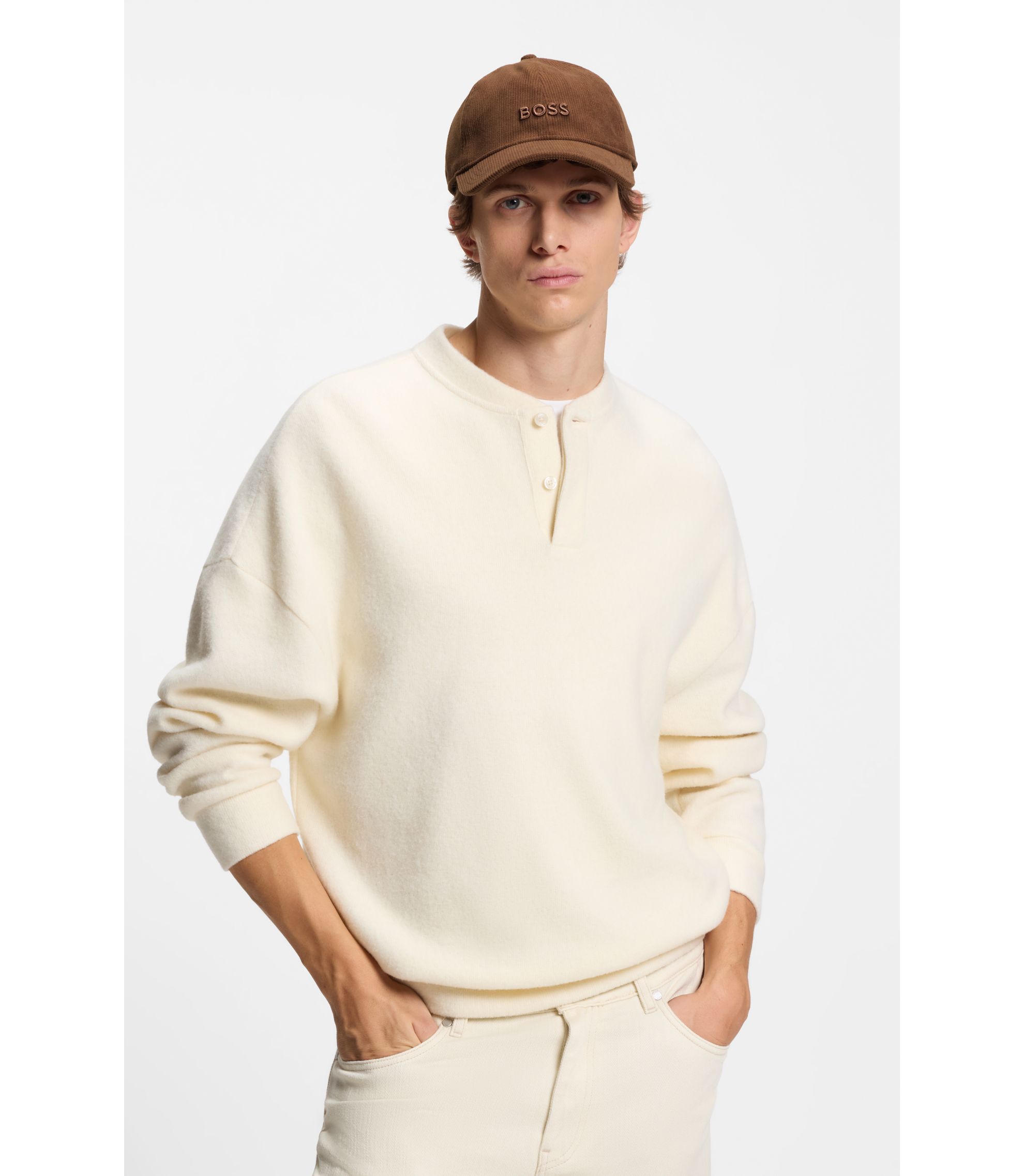 BOSS - Corduroy cap with embroidered logo - Brown