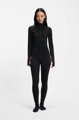 BOSS Ski zip-neck base-layer top in jersey knit, Black
