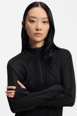 BOSS Ski zip-neck base-layer top in jersey knit, Black
