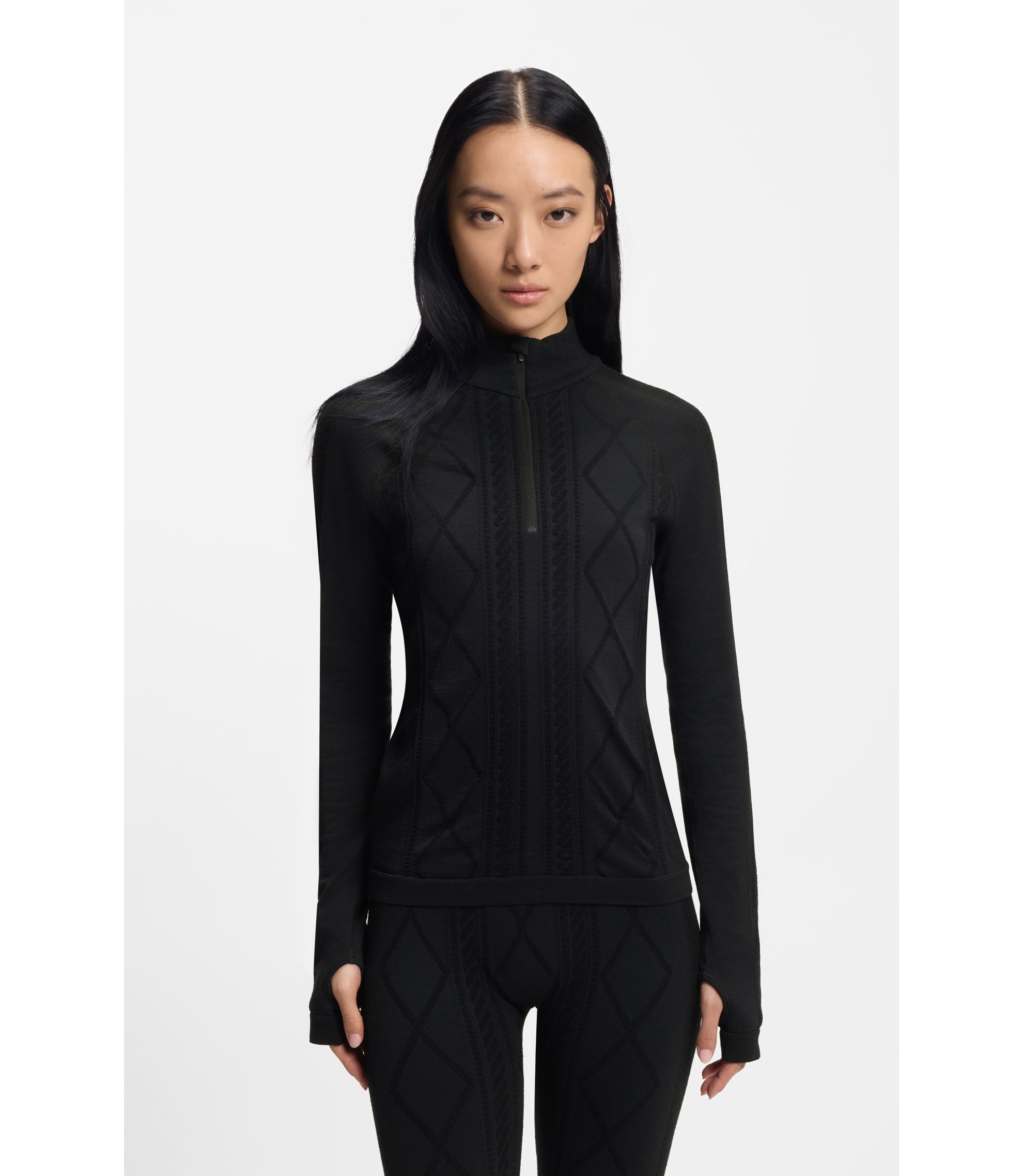 BOSS Ski-Sweatshirt mit Reißverschluss am Kragen