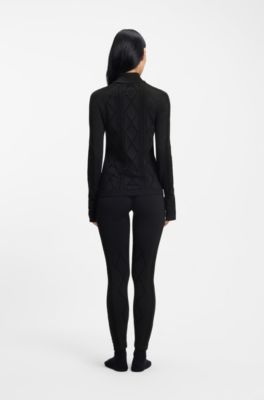 BOSS Ski zip-neck base-layer top in jersey knit, Black