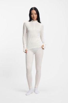 BOSS Ski zip-neck base-layer top in jersey knit, Natural