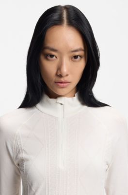 BOSS Ski zip-neck base-layer top in jersey knit, Natural